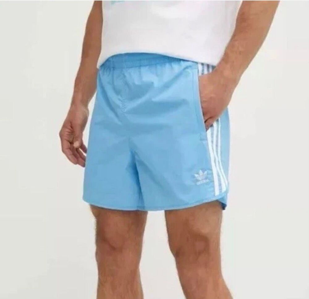 Adidas Originals Sprinter Shorts semi blue burst Trefoil Stripe Men's Sz L NWT